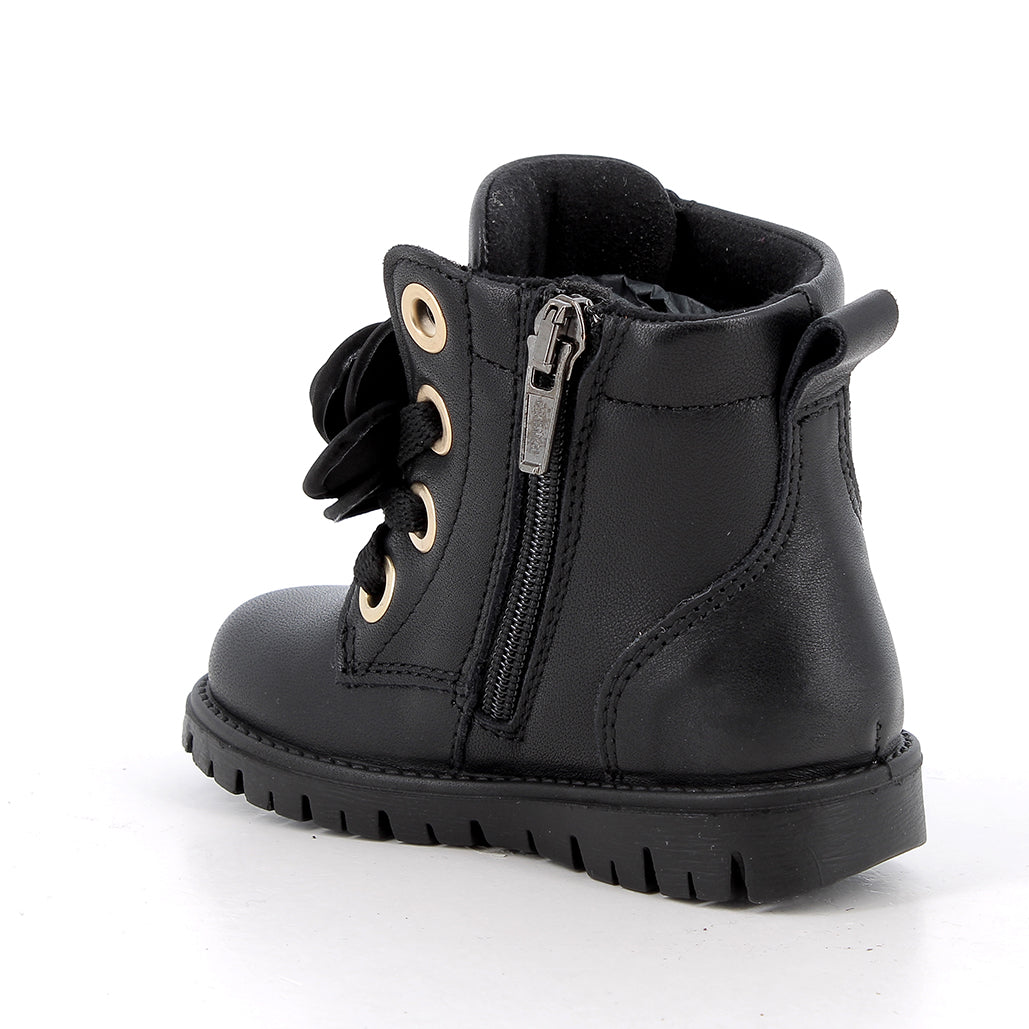 Girls' Black Boots with Zip for First Steps