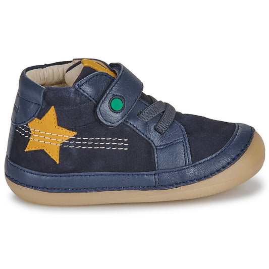 Kickers SOKISTIC Marine Dark Blue Leather first steps ankle boots 972440