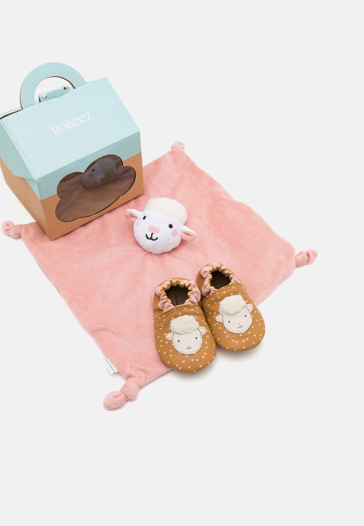 Robeez Baby Girl Soft Sole Leather Slippers Gift Set - Camel Light Brown