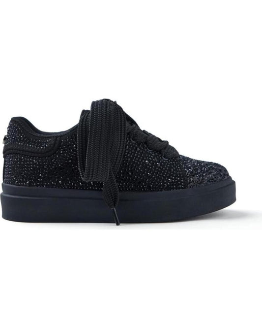 Gioseppo Girls' Black Glitter Canvas Sneakers - Stylish & Comfortable Everyday Shoes