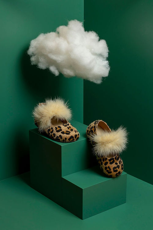 Babywalker PB5767 Leopard Print Leather Anatomical Baby Boots with Fur Toggle