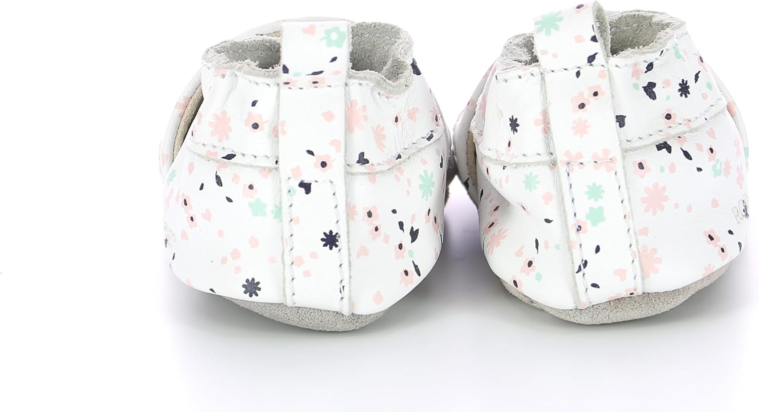 Robeez Girls Sandiz White Floral Leather Slip-On Slipper