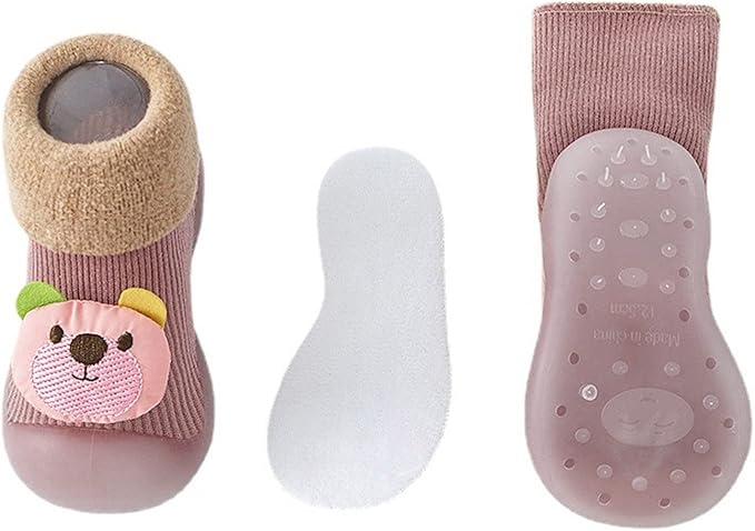 Childrenland Kids Bear Slipper Socks with Flexible Non-Slip Rubber Sole