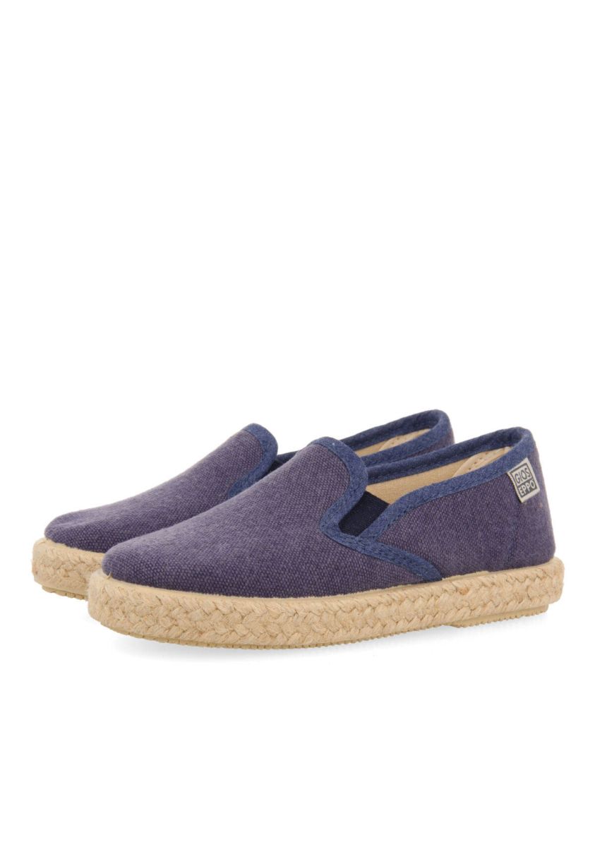 Comfortable Navy Blue Espadrille Slip-Ons for Babies with Side Elastics