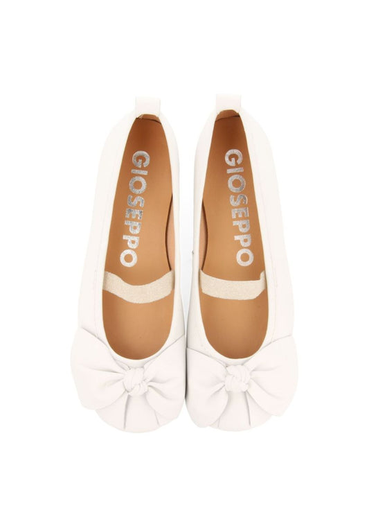 Off-White Leather Ballet Flats with Bow for Girls and Boys by Gioseppo