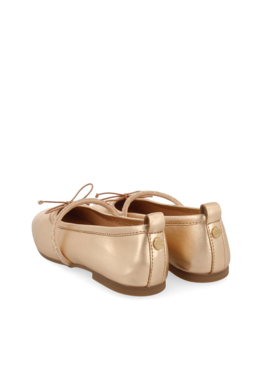 Sparkling Pink Gold Skin Ballet Flats with Rhinestone Embellishments for Girls and Boys