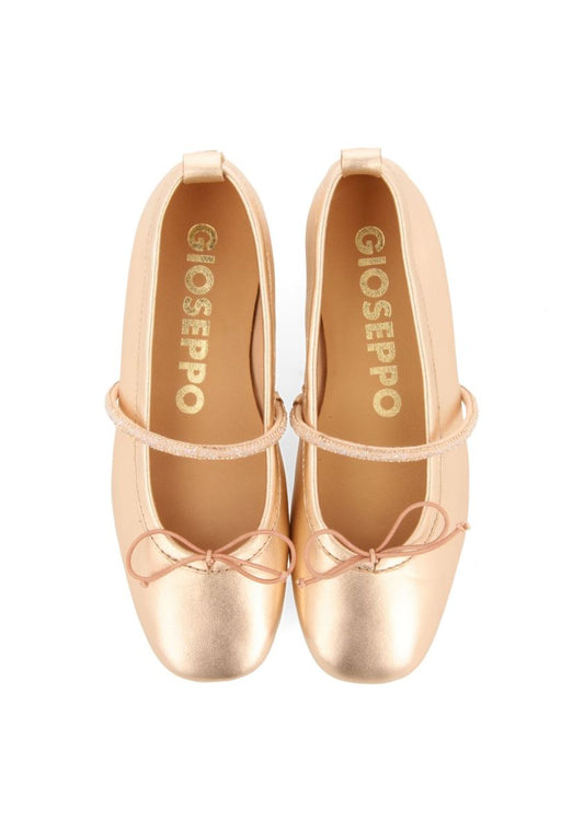 Sparkling Pink Gold Skin Ballet Flats with Rhinestone Embellishments for Girls and Boys