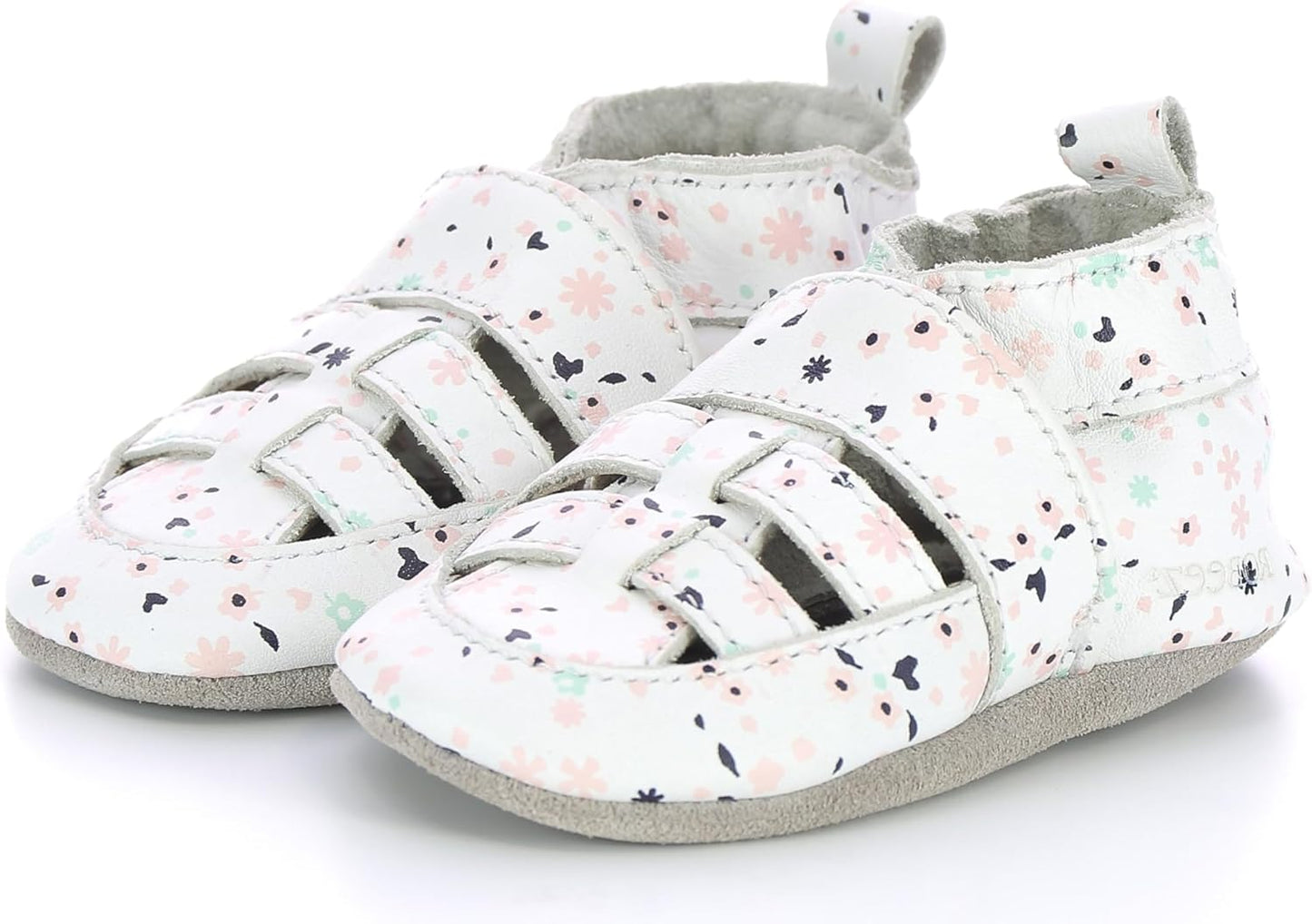 Robeez Girls Sandiz White Floral Leather Slip-On Slipper