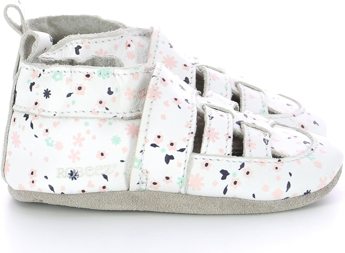 Robeez Girls Sandiz White Floral Leather Slip-On Slipper