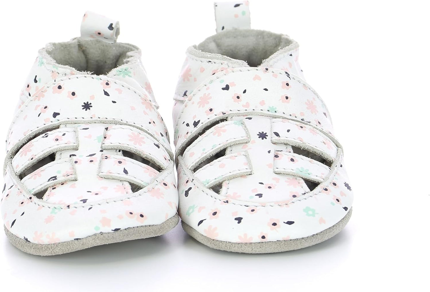 Robeez Girls Sandiz White Floral Leather Slip-On Slipper