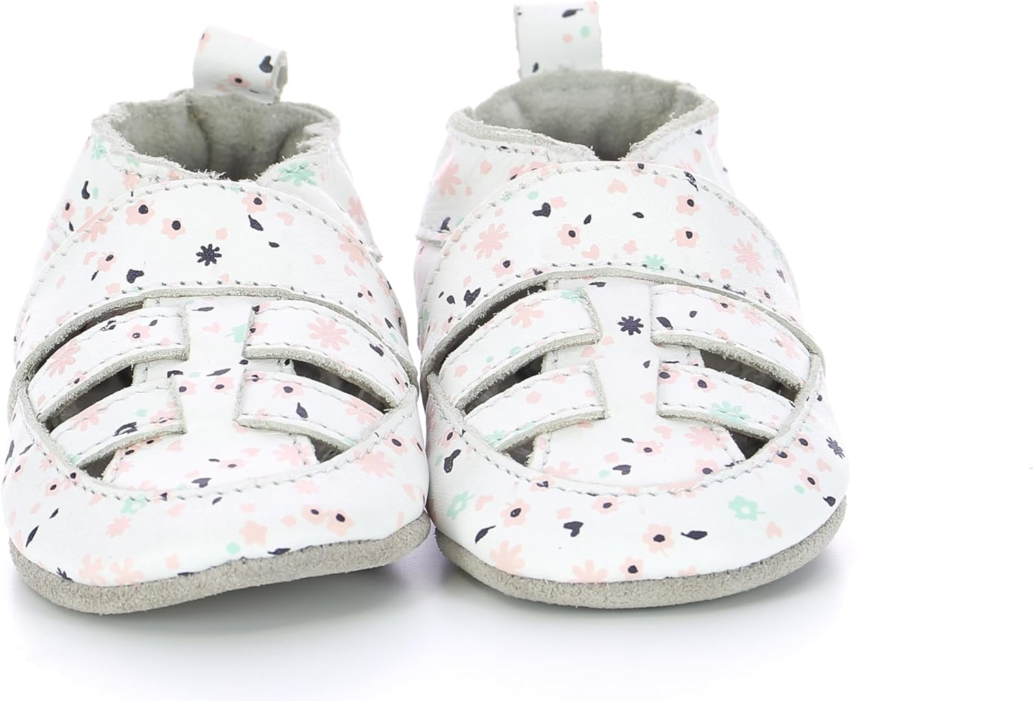 Robeez Girls Sandiz White Floral Leather Slip-On Slipper