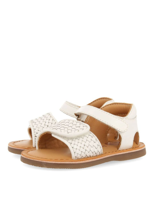 Baby Athena White Leather Sandals: Braided Strap, Adjustable Closure, Padded Insole