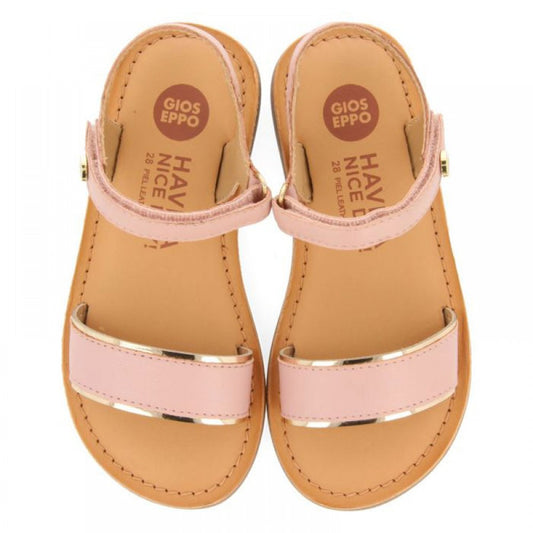 Gioseppo Pink Leather Girls' Sandals with Metallic Accents 72112