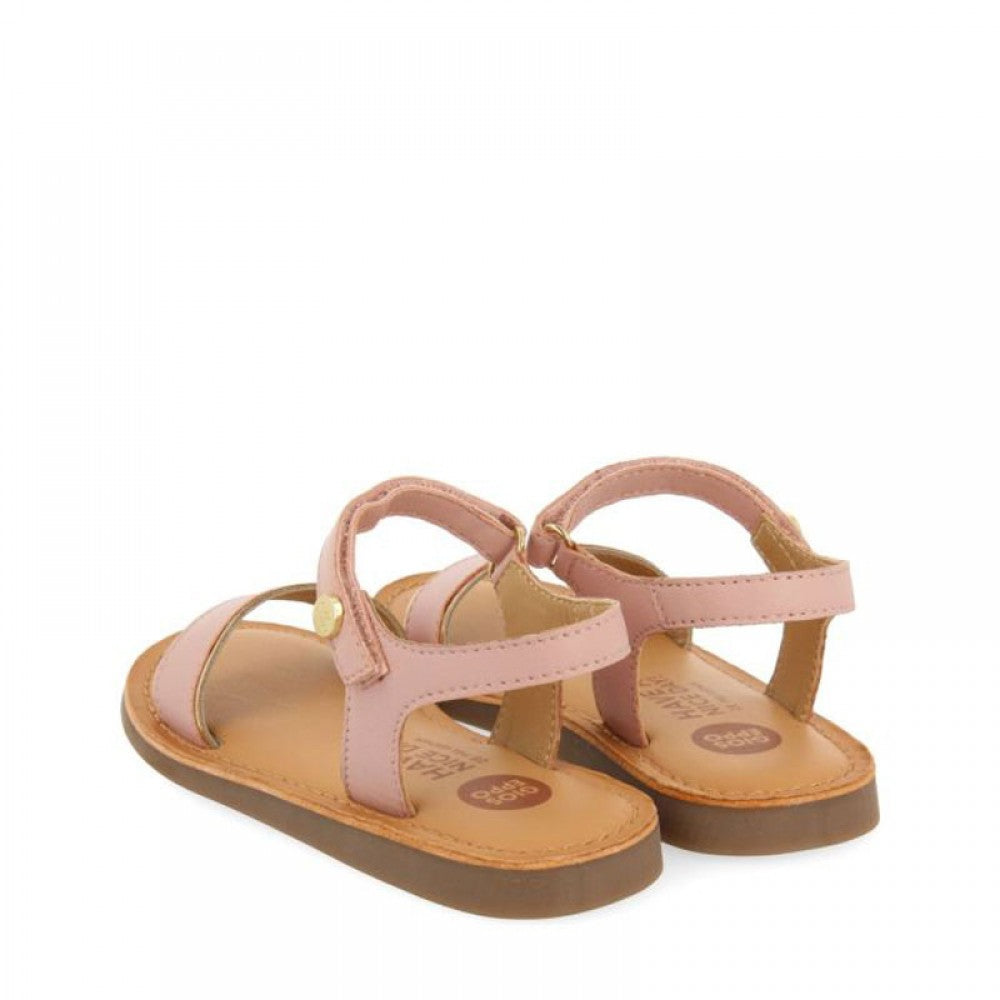Gioseppo Pink Leather Girls' Sandals with Metallic Accents 72112