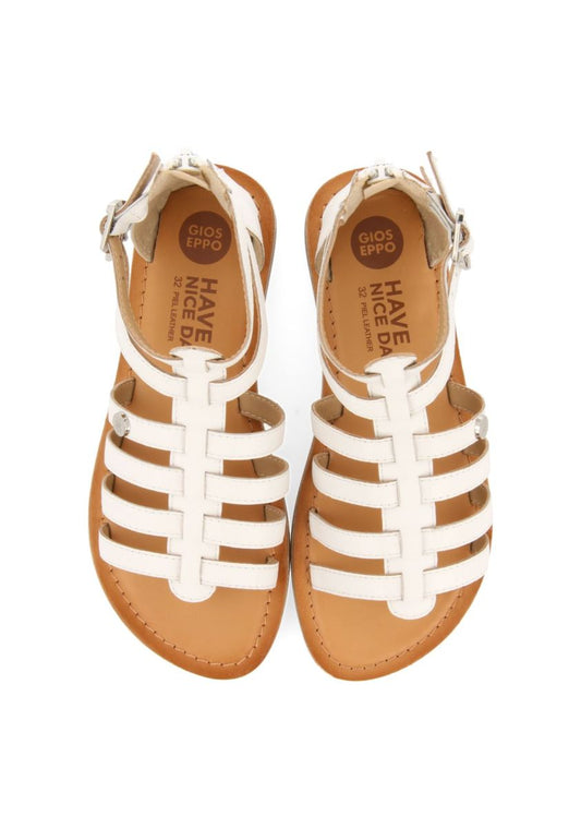 Gioseppo Benicia White Leather Roman Style Sandals for Girls and Boys
