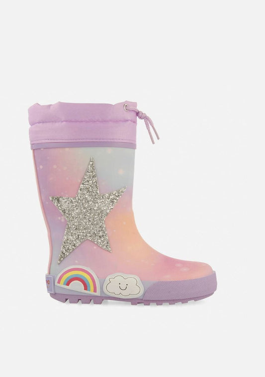 Gioseppo Kids' Durable Waterproof Natural Rubber Rain Boots with Patches