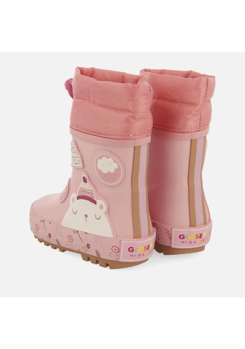 Pink Rubber Boots with EMOD Patches for Kids - Waterproof & Comfortable