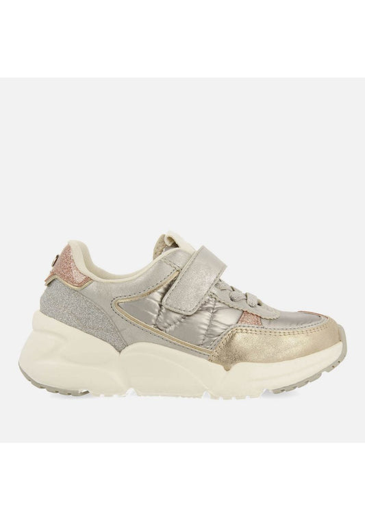 Gioseppo Gorham Silver Metallic Sneakers with Velvet Laces for Kids