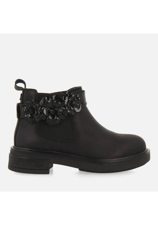 Stylish Black Ankle Boots with Removable Floral Bracelet and Comfortable Insole