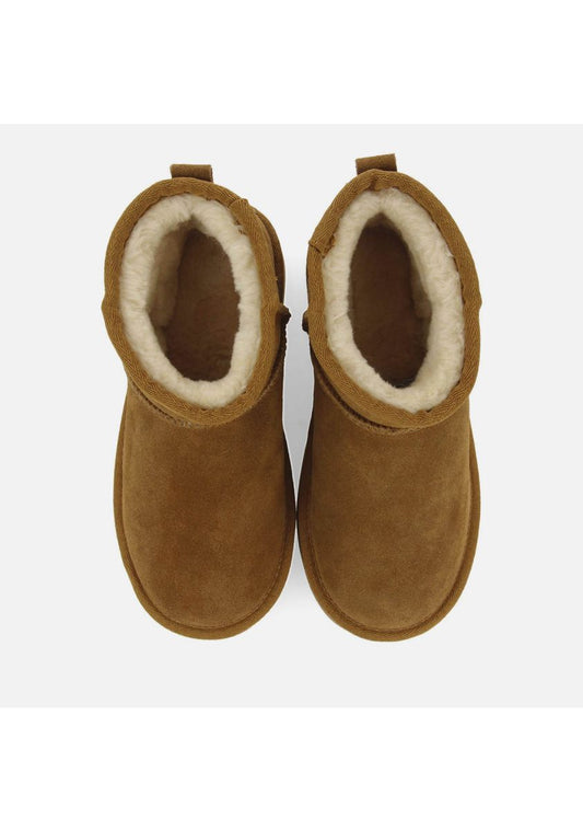 Cozy Brown Kids' Australian Style Leather Boots with Breathable Polyester Lining