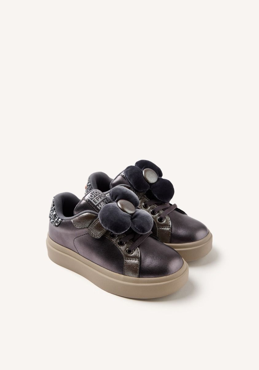 Gioseppo Almontflower Kids Metallic Glitter Sneakers with Removable Flower