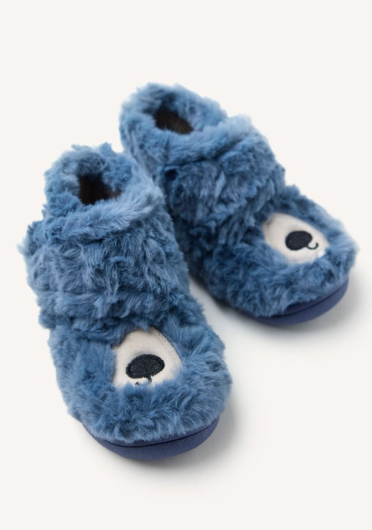Cozy Plush Embroidered Fur House Slippers with Adjustable Fastening & Non-Slip Sole
