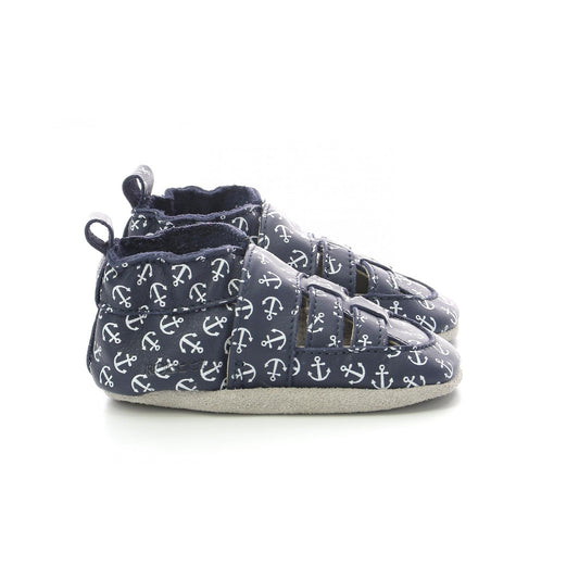 Robeez Sandiz Baby Boy Soft Leather Marine Anchor Shoes – Toddler First Walkers