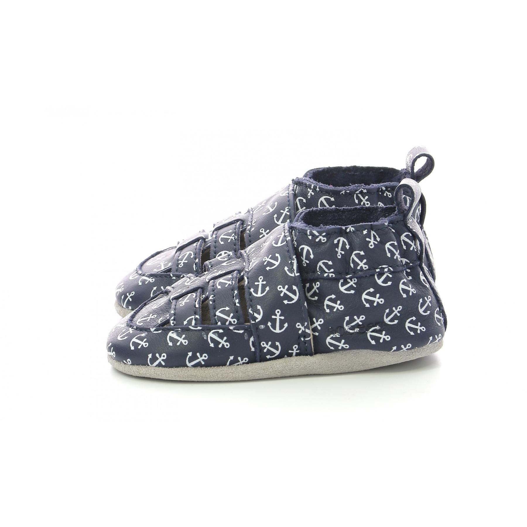 Robeez Sandiz Baby Boy Soft Leather Marine Anchor Shoes – Toddler First Walkers