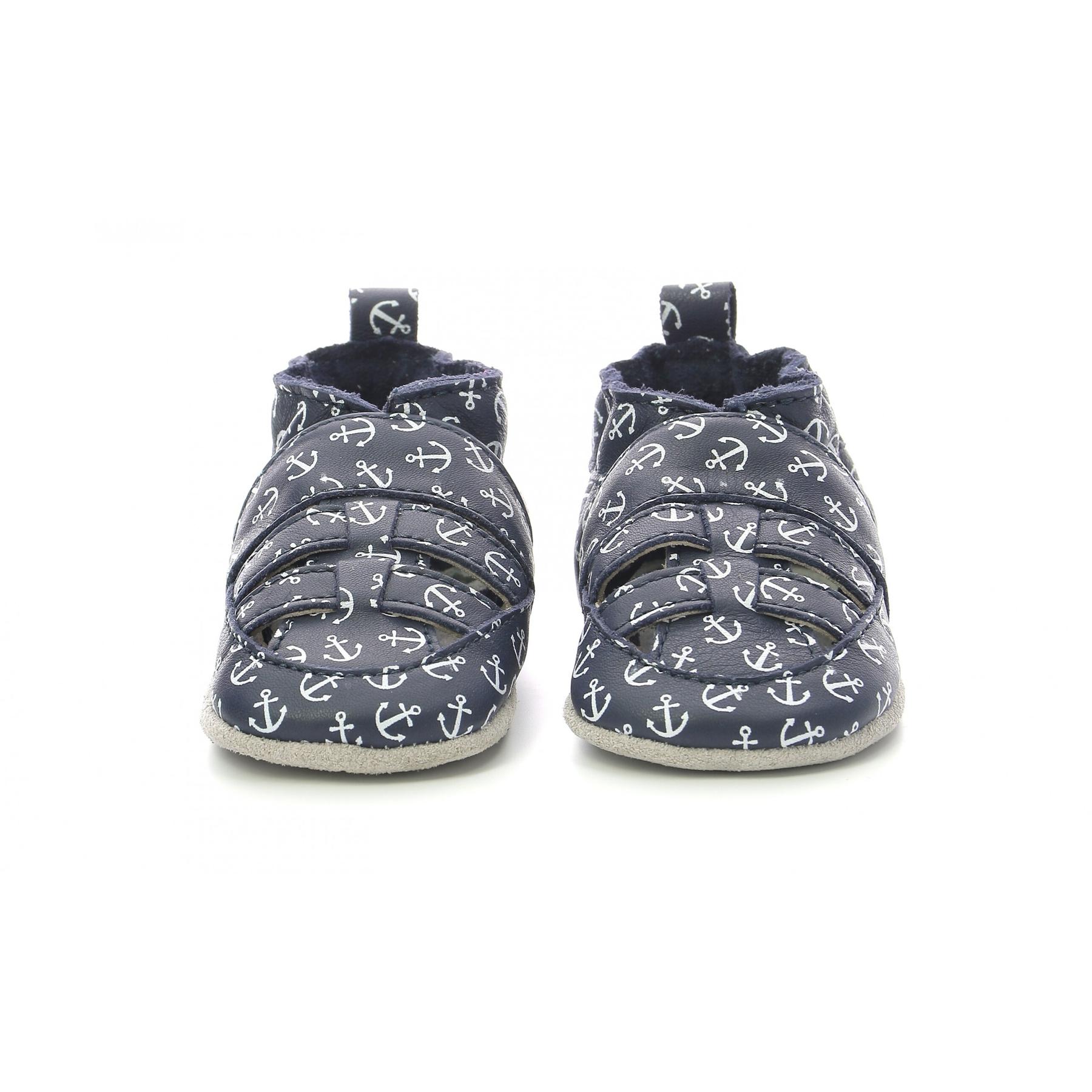 Robeez Sandiz Baby Boy Soft Leather Marine Anchor Shoes – Toddler First Walkers