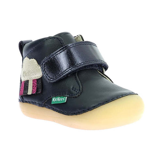 Kickers Sabio Marine Nuage Blue Leather Baby Boots with Velcro