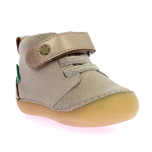 Kickers Sonizikro Girls' Beige Champagne Leather Ankle Boots 972423 -10-113