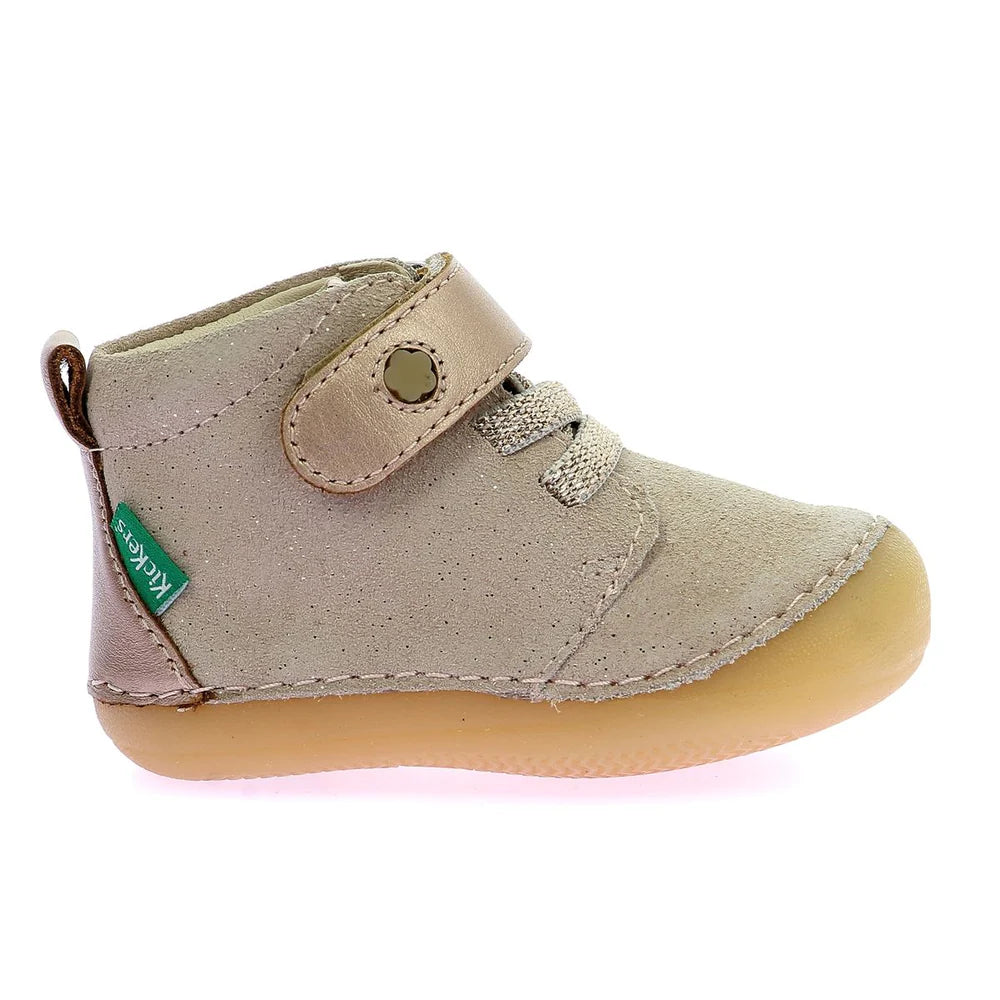 Kickers Sonizikro Girls' Beige Champagne Leather Ankle Boots 972423 -10-113