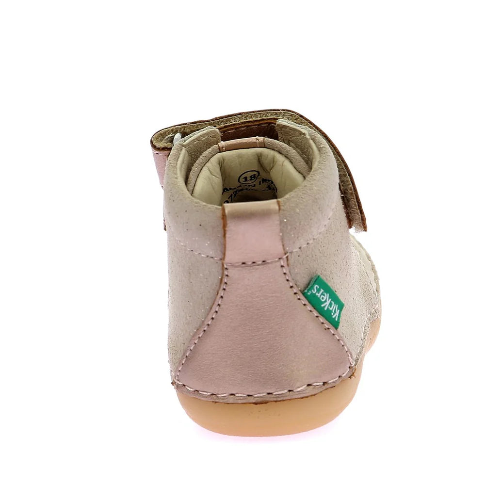 Kickers Sonizikro Girls' Beige Champagne Leather Ankle Boots 972423 -10-113