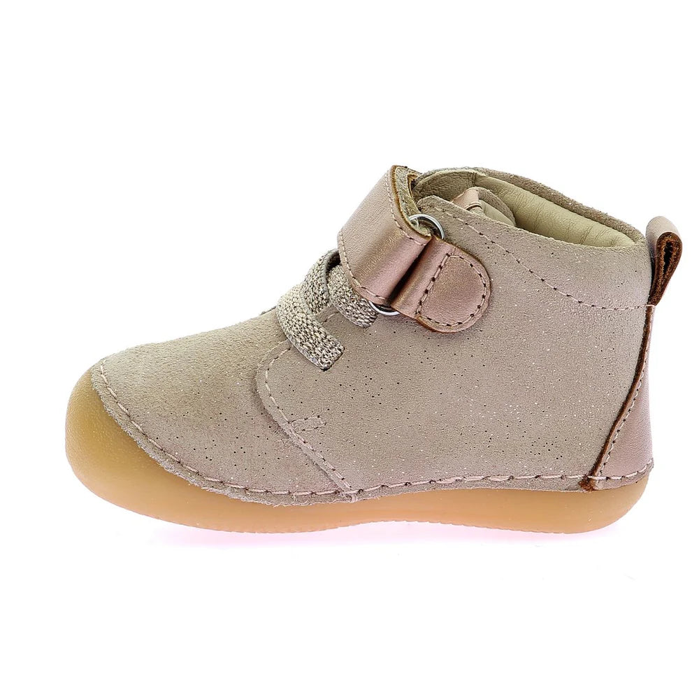 Kickers Sonizikro Girls' Beige Champagne Leather Ankle Boots 972423 -10-113