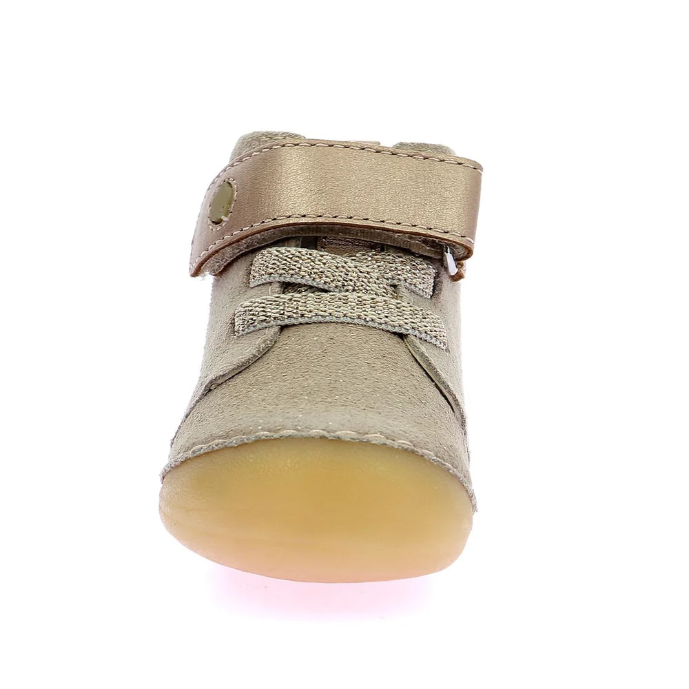 Kickers Sonizikro Girls' Beige Champagne Leather Ankle Boots 972423 -10-113