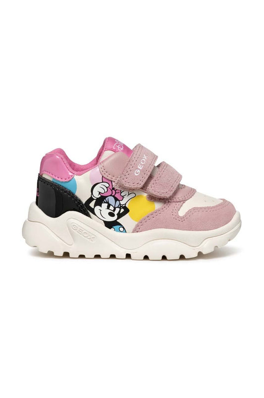 Geox CIUFCIUF Kids' Pink Athletic Sneakers with Velcro Straps, Breathable Sole
