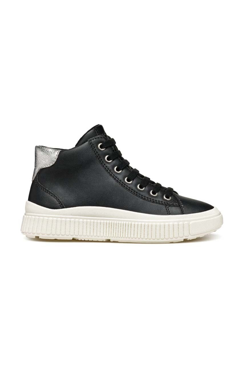 Geox LAQUINNY Kids' Black Canvas Shoes with Breathable Sole and Velcro