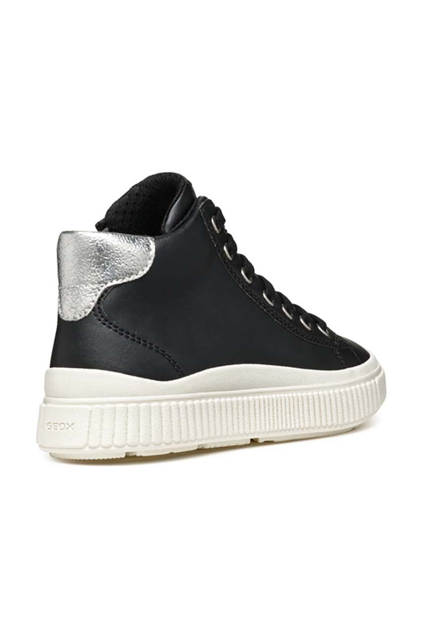 Geox LAQUINNY Kids' Black Canvas Shoes with Breathable Sole and Velcro