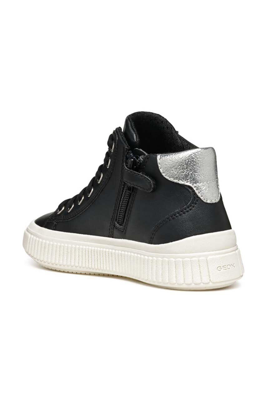 Geox LAQUINNY Kids' Black Canvas Shoes with Breathable Sole and Velcro
