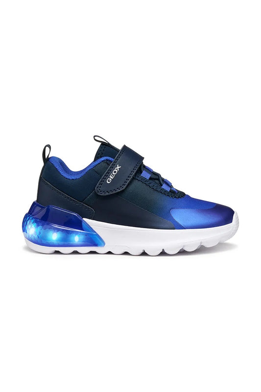 Geox ACTIVART Kids' Breathable Navy Blue Athletic Sneakers with Hook-and-Loop