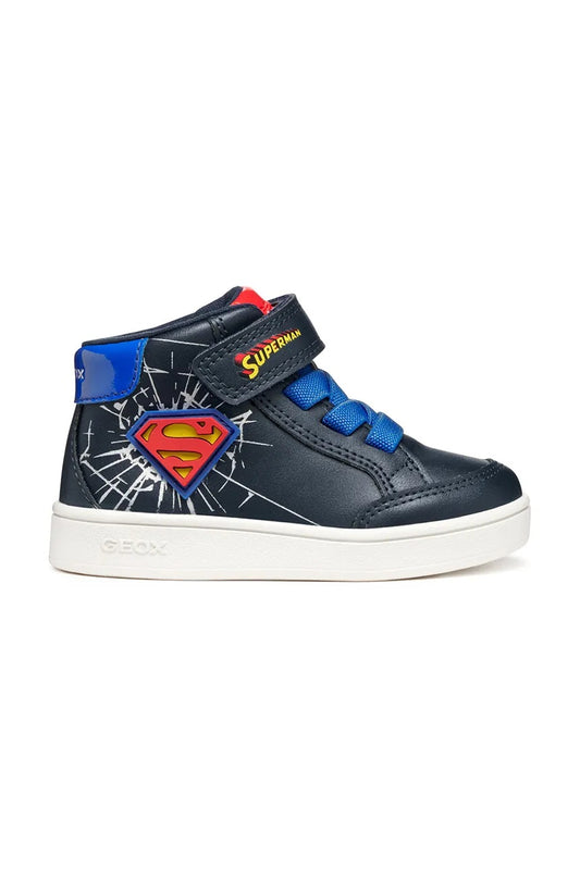 Geox ECLYPER Kids' Breathable Navy Blue Athletic Sneakers with Hook-and-Loop Fastening