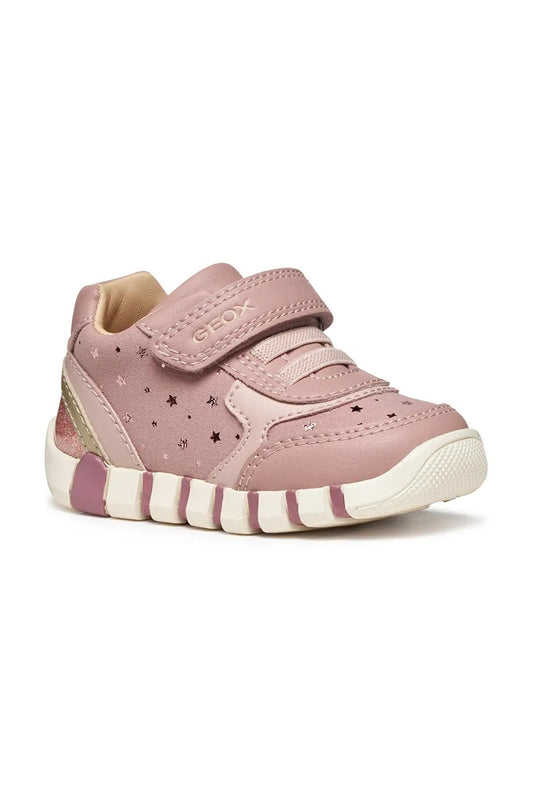 Geox IUPIDOO Kids' Pink Lightweight Breathable Sneakers with Star Detail