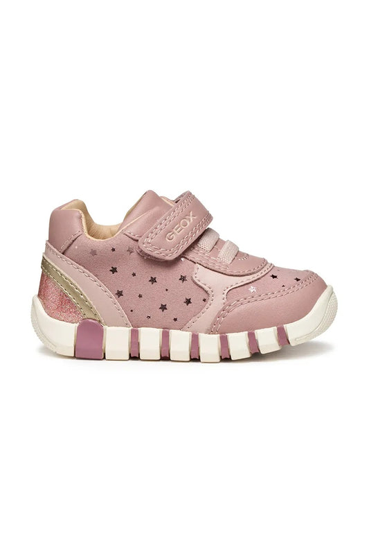 Geox IUPIDOO Kids' Pink Lightweight Breathable Sneakers with Star Detail