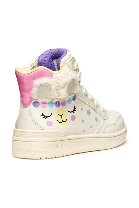 Geox WASHIBA Kids' Breathable Beige Athletic Sneakers with Easy Side Zip
