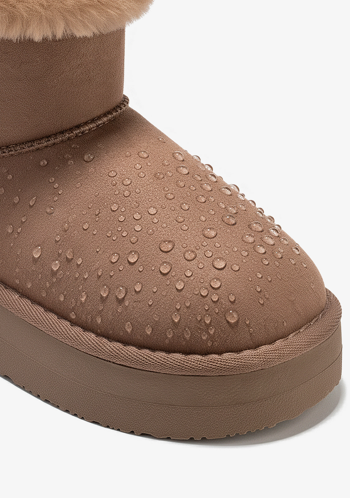 Taupe Fur Australian Waterproof Kids Boots with Synthetic Lining