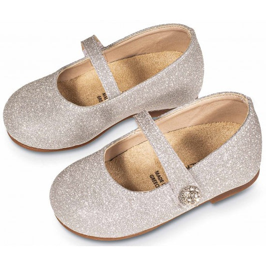 Babywalker Girls' Silver Leather Ballerina Shoe BW4836 PAK251 - Soft & Comfortable