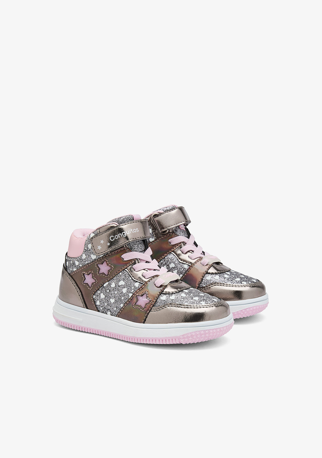 Conguitos Pewter Girls' High Cut Light-Up Sneakers