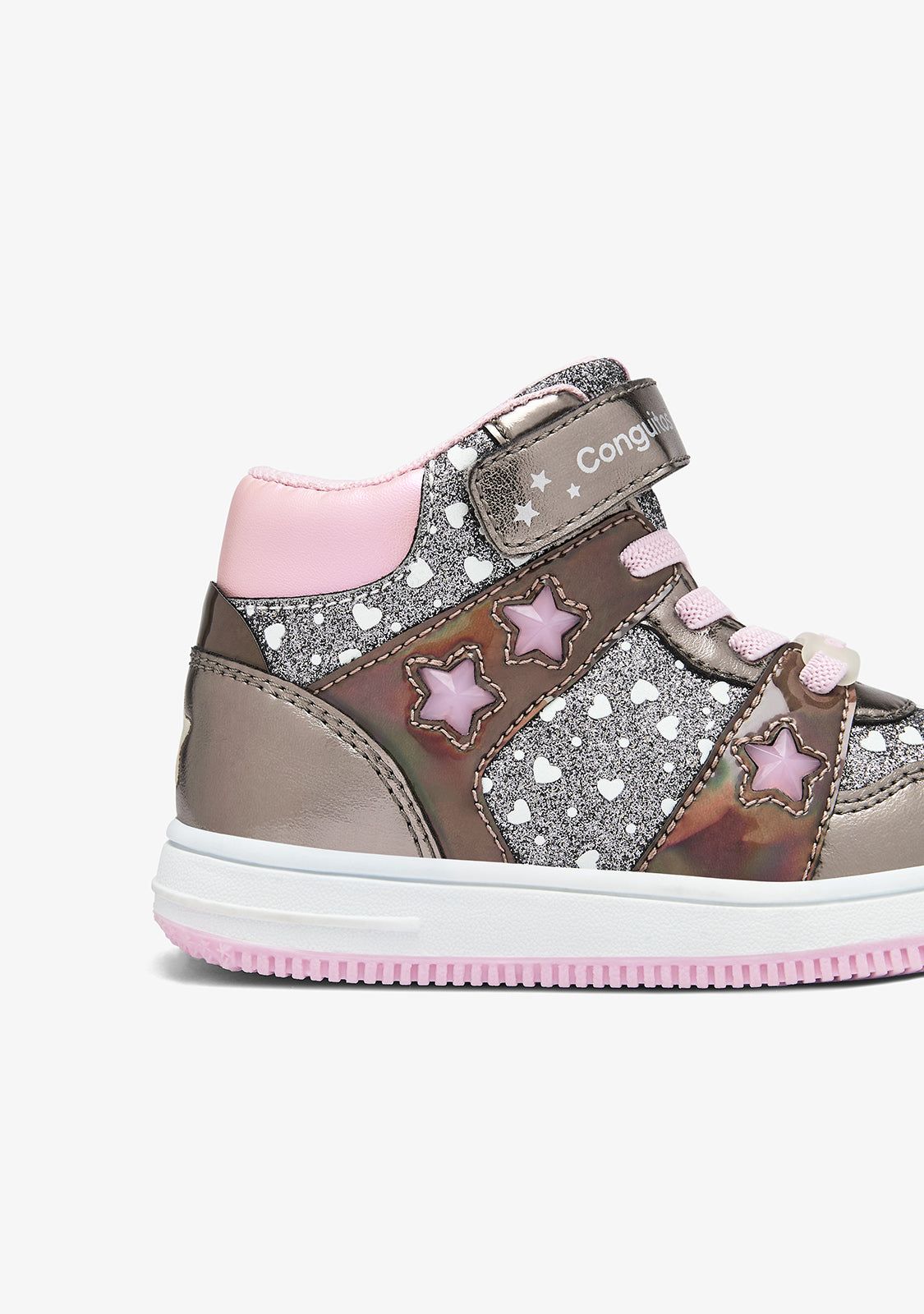 Conguitos Pewter Girls' High Cut Light-Up Sneakers
