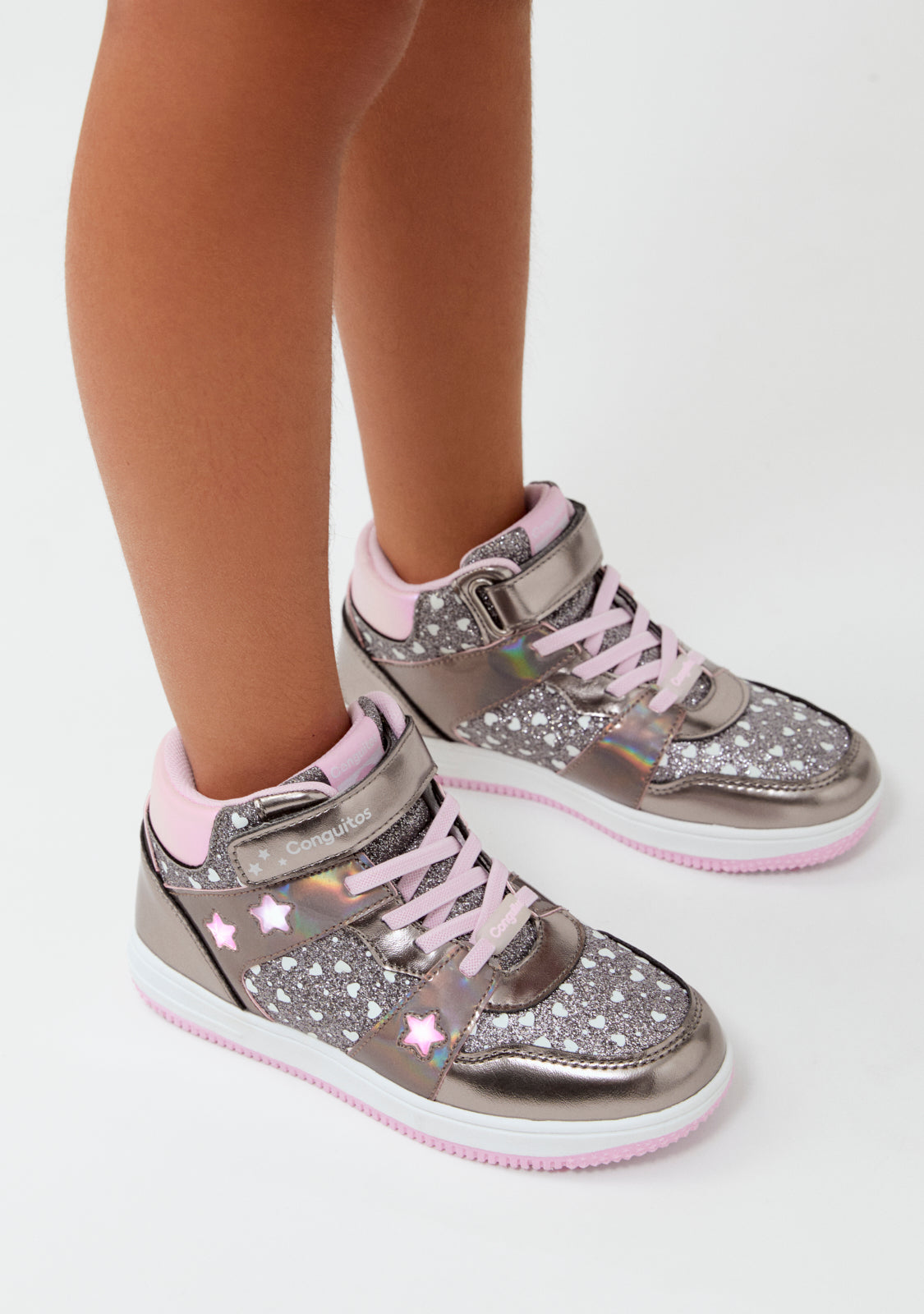 Conguitos Pewter Girls' High Cut Light-Up Sneakers