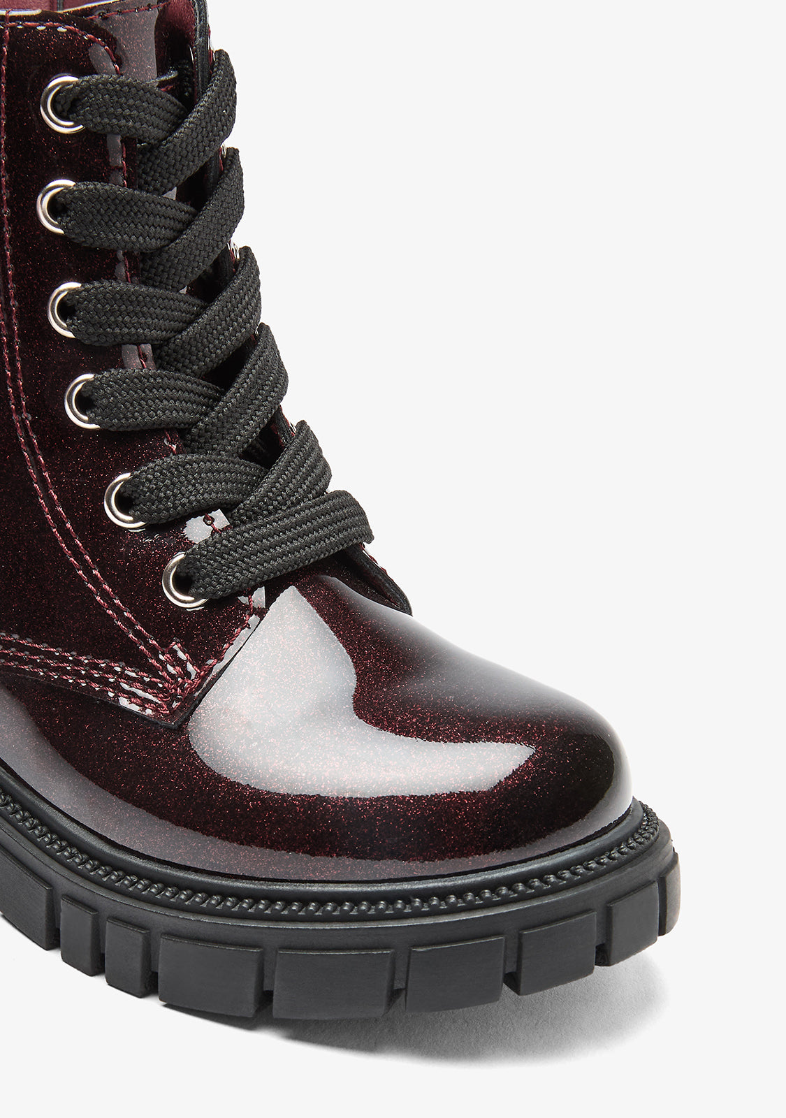 Conguitos Burgundy Girls' Military Boots with Charm Detail